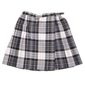Debenhams Womens A-Line Pleated Skirt Size 12 Midi Belted Plaid Viscose Blend